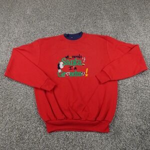 VTG Grandma‎ Sweater Womens M Red Santa Christmas Pullover Crewneck Sweatshirt